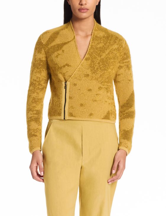 Sarah Pacini Cropped cardigan – plush jacquard