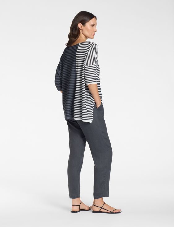 Sarah Pacini Lässiger Pullover – dreifarbige Streifen
