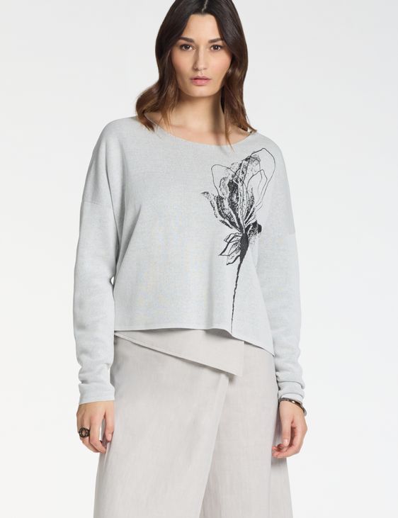 Sarah Pacini Trui met ronde hals – bloemrijk jacquard