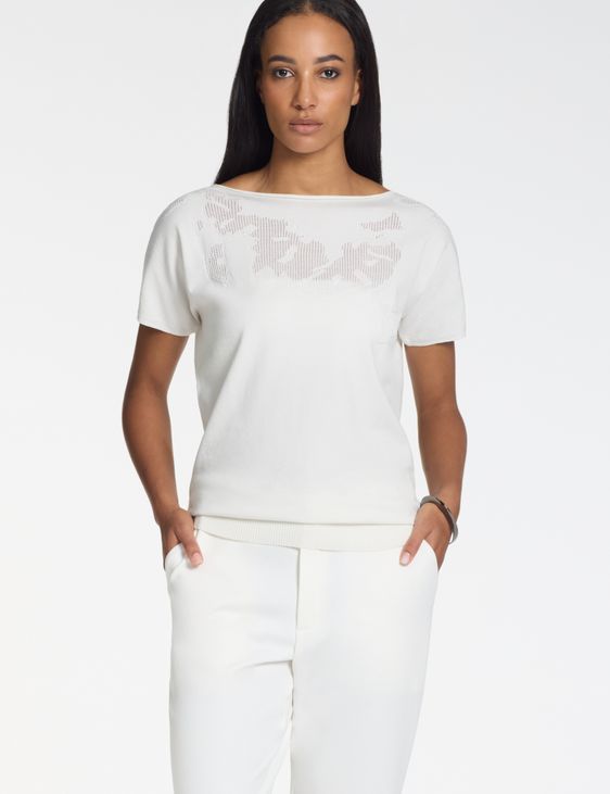 Sarah Pacini Short-sleeve sweater – 3d lace