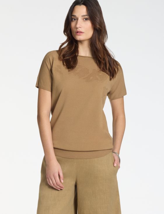 Sarah Pacini Short-sleeve sweater – 3d lace