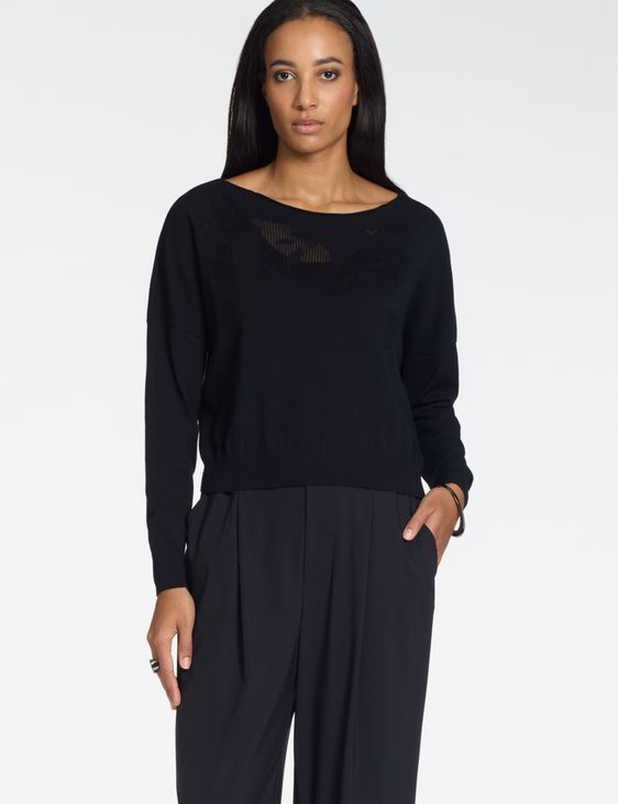 Sarah Pacini Kurzer Pullover – 3D-Spitze