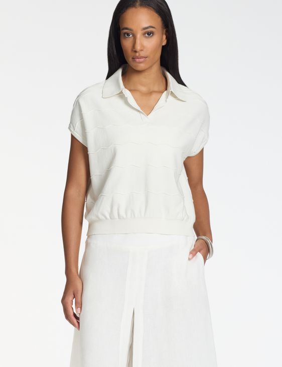 Sarah Pacini Knit polo – irregular ribbing