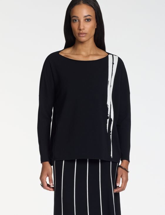 Sarah Pacini Boatneck sweater – contrast intarsia