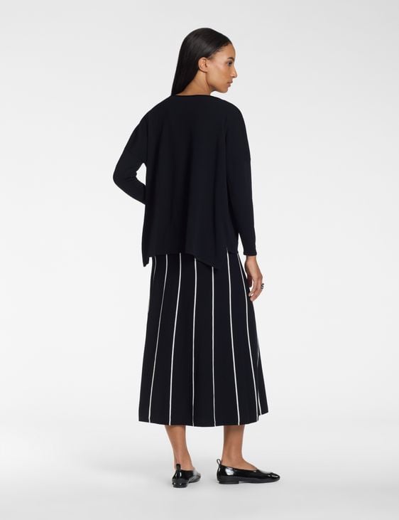 Sarah Pacini Boatneck sweater – contrast intarsia