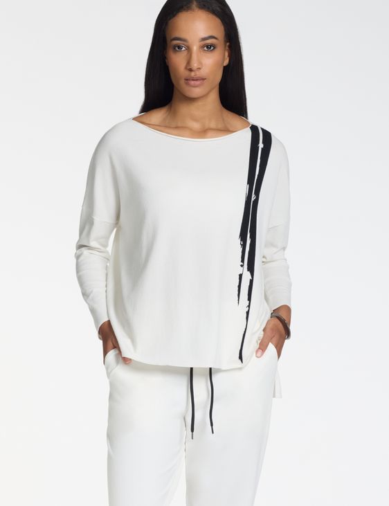 Sarah Pacini Boatneck sweater – contrast intarsia