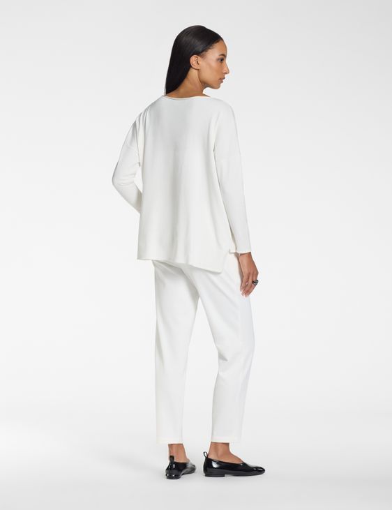 Sarah Pacini Boatneck sweater – contrast intarsia