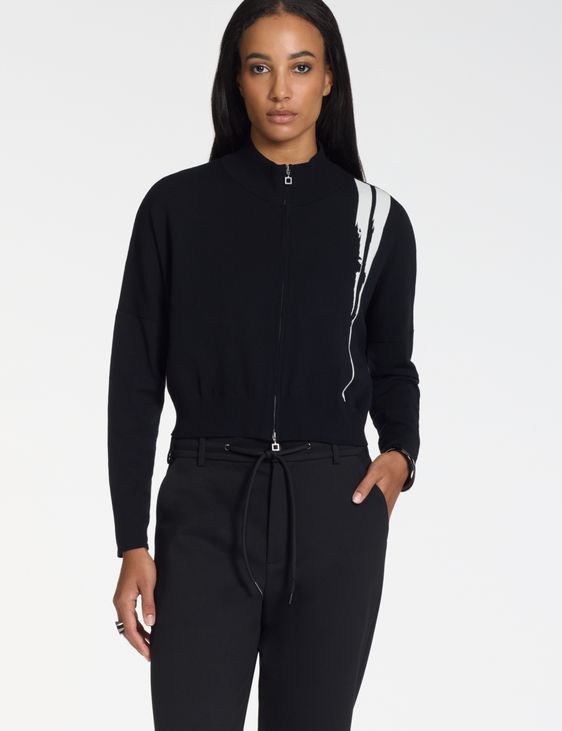 Sarah Pacini Oversize Strickjacke mit Reißverschluss – kontrastierendes Intarsia