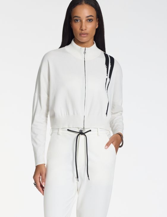 Sarah Pacini Oversized vest met rits – contrasterende intarsia