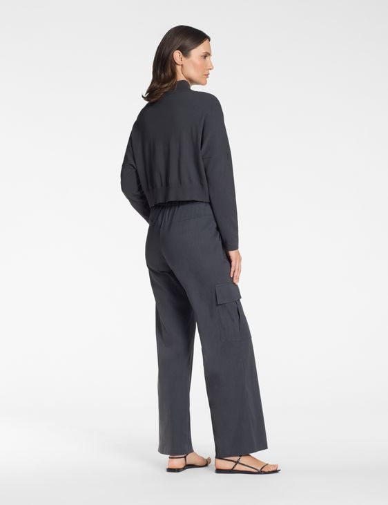 Sarah Pacini Oversize Strickjacke mit Reißverschluss – kontrastierendes Intarsia