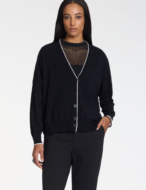 Sarah Pacini Oversized cardigan – contrast trim