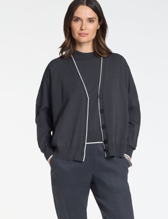 Sarah Pacini Oversized cardigan – contrast trim