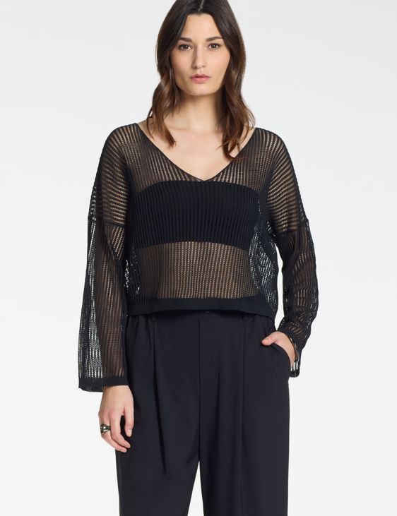 Sarah Pacini V-neck sweater – mesh effect