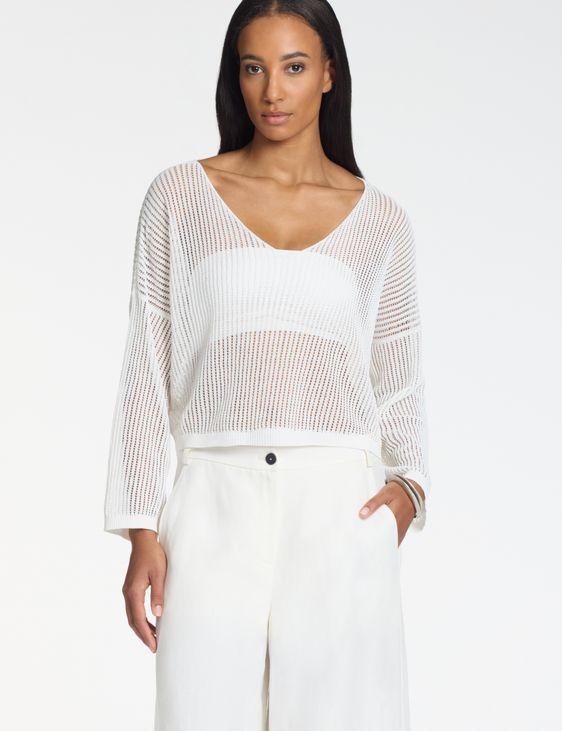 Sarah Pacini Trui met V-hals – mesh-effect