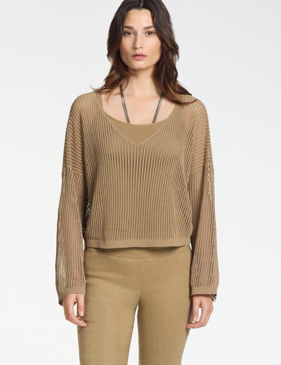 Sarah Pacini V-neck sweater – mesh effect