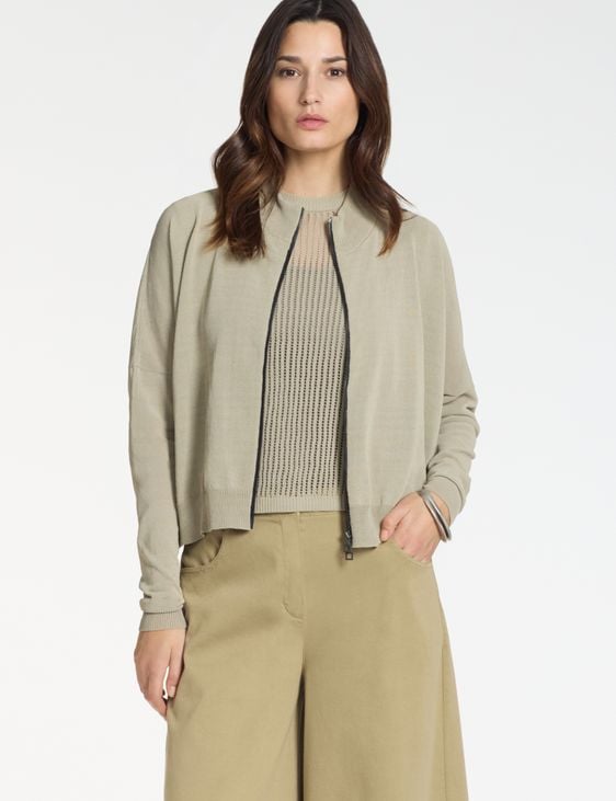 Sarah Pacini Zipped cardigan – ribbed details