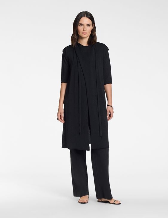 Sarah Pacini Lange mouwloze cardigan – linnen