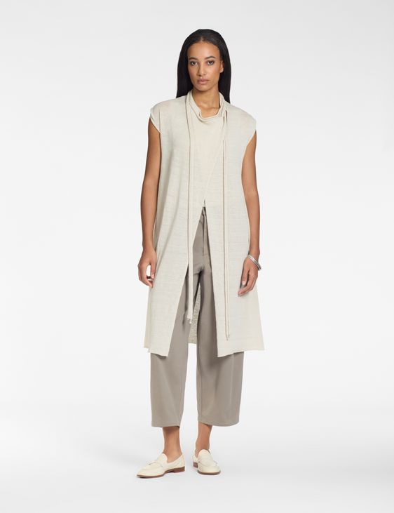 Sarah Pacini Long sleeveless cardigan – linen