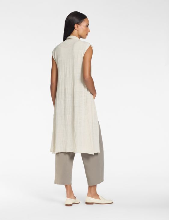 Sarah Pacini Long sleeveless cardigan – linen