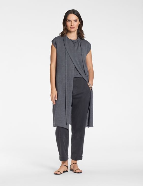 Sarah Pacini Long sleeveless cardigan – linen