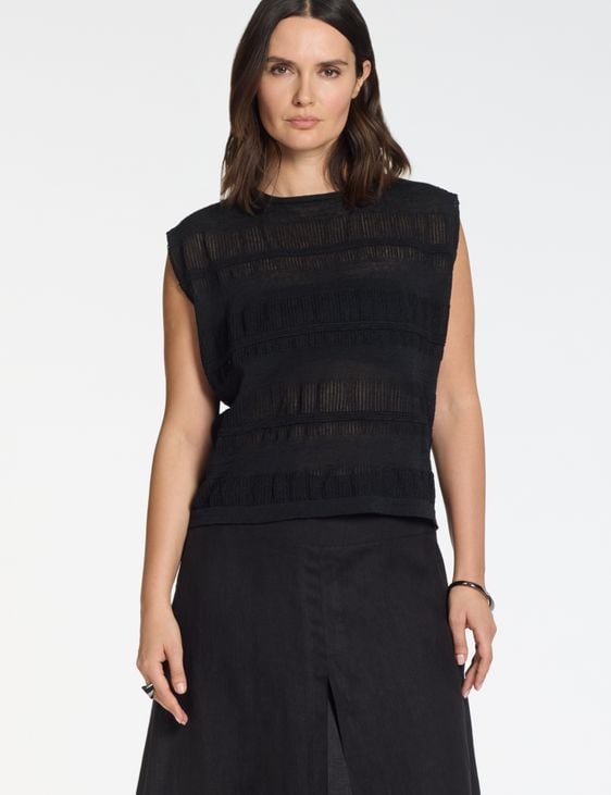 Sarah Pacini Sleeveless sweater – linen jacquard