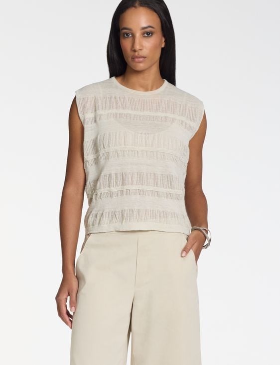 Sarah Pacini Sleeveless sweater – linen jacquard
