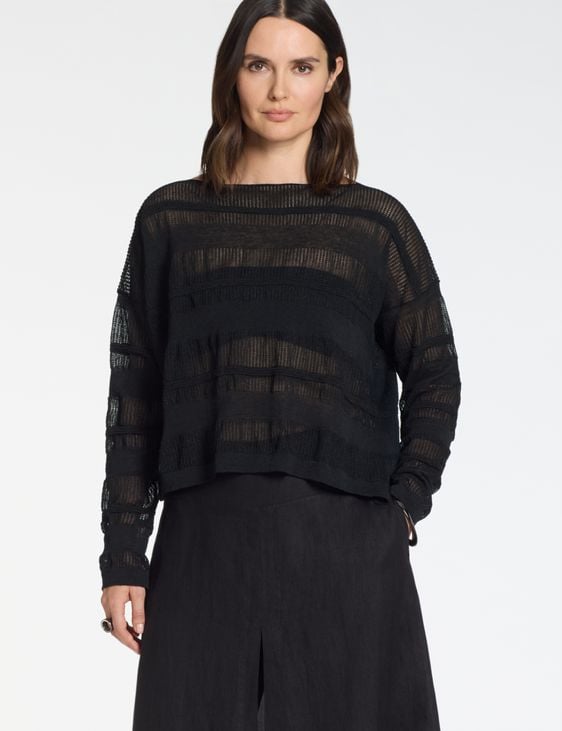 Sarah Pacini Cropped sweater – linen jacquard