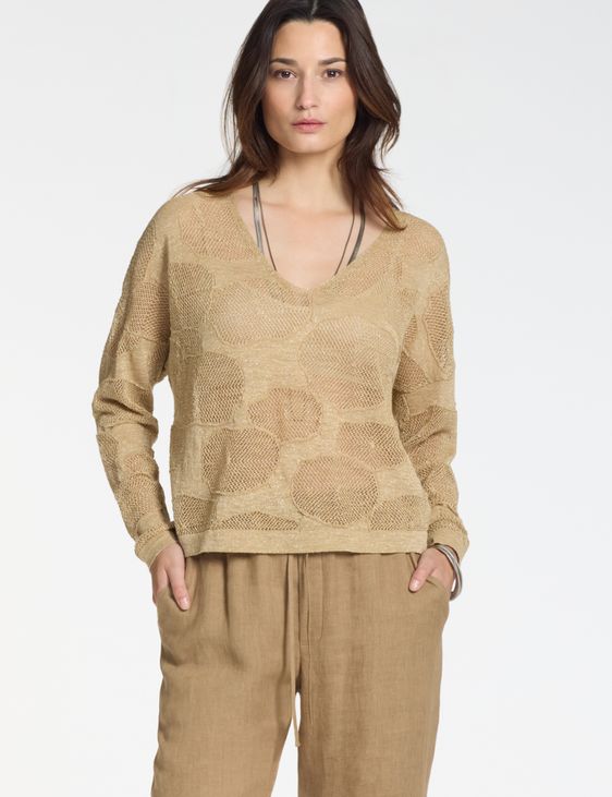 Sarah Pacini Pull col V – fleurs de coton