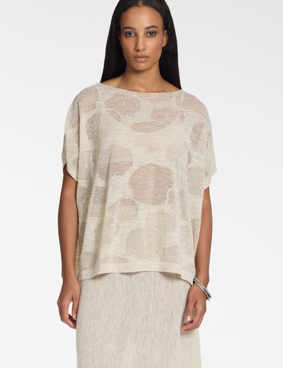 Sarah Pacini Oversized linen sweater – cotton flowers