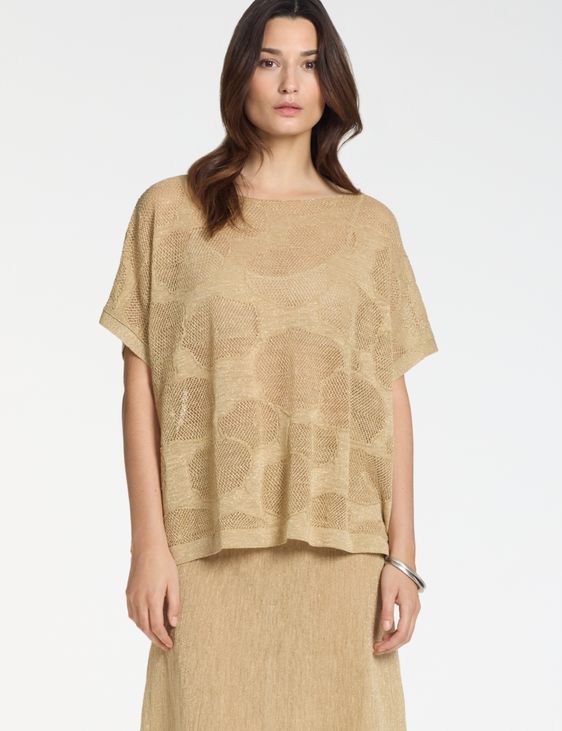 Sarah Pacini Oversized linnen trui – katoenen bloemen
