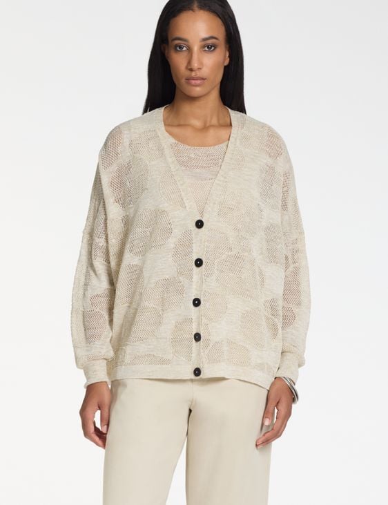 Sarah Pacini Cardigan oversize en lin – fleurs de coton