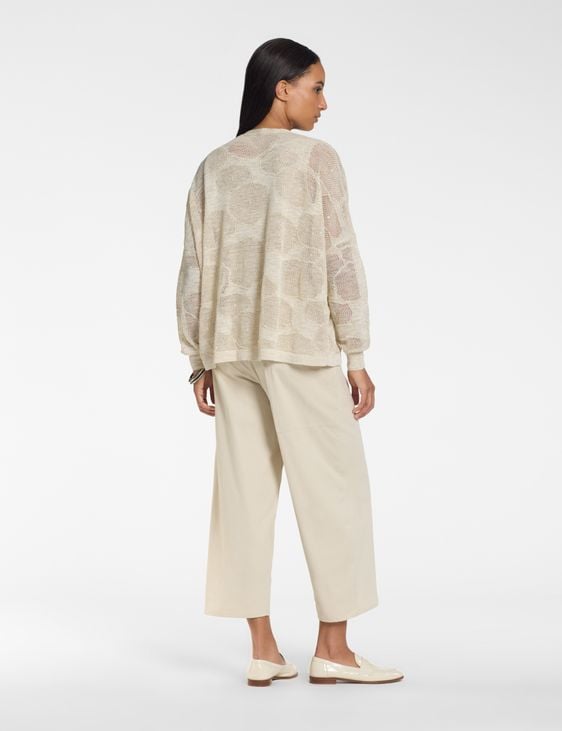 Sarah Pacini Cardigan oversize en lin – fleurs de coton