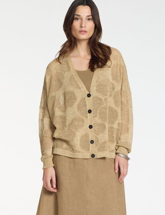 Sarah Pacini Oversized linen cardigan – cotton flowers