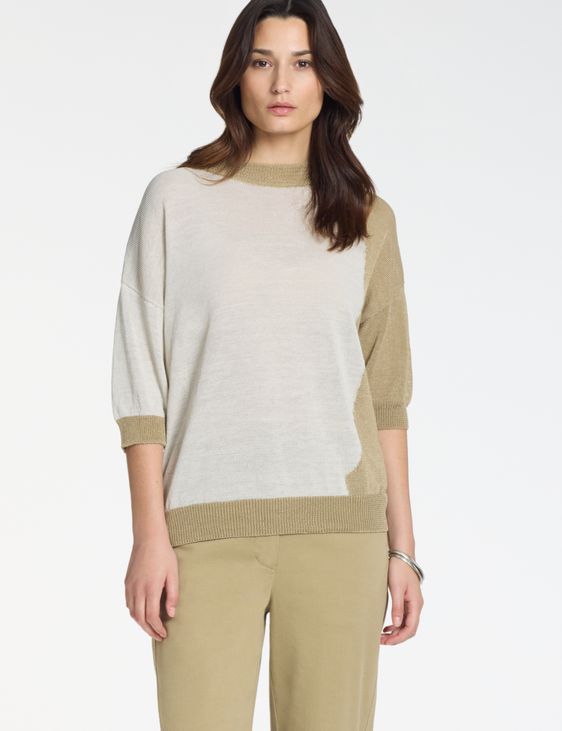 Sarah Pacini Short-sleeve sweater – two-tone