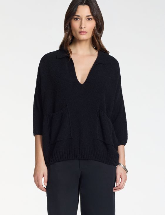 Sarah Pacini Oversized pocketed sweater – terry texture