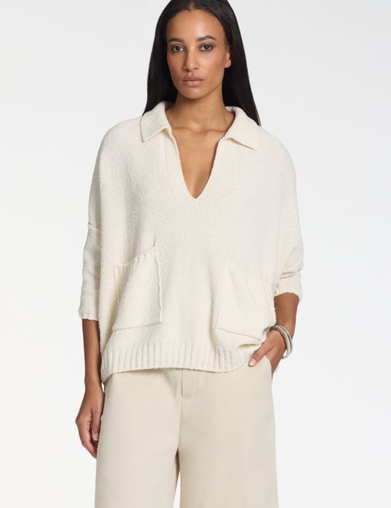 Sarah Pacini Oversized trui met zakken – badstoftextuur
