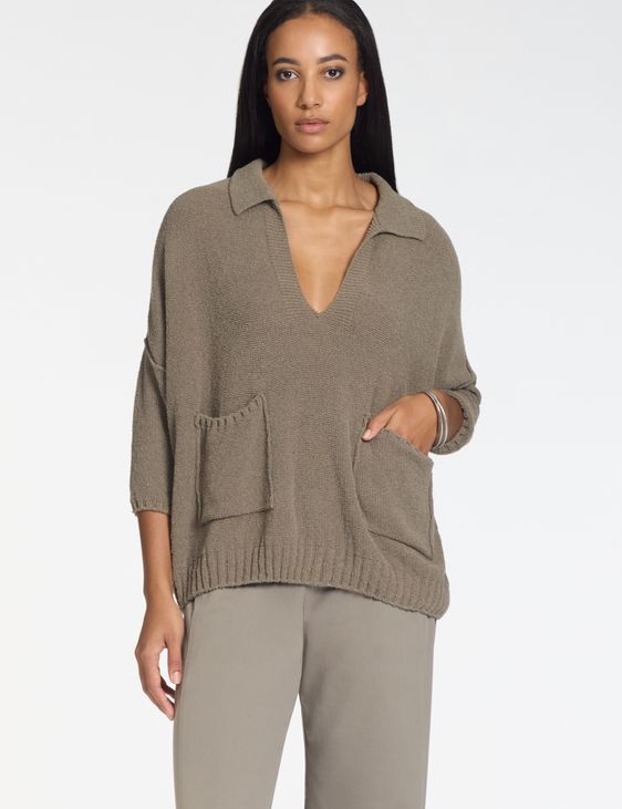Sarah Pacini Oversized pocketed sweater – terry texture