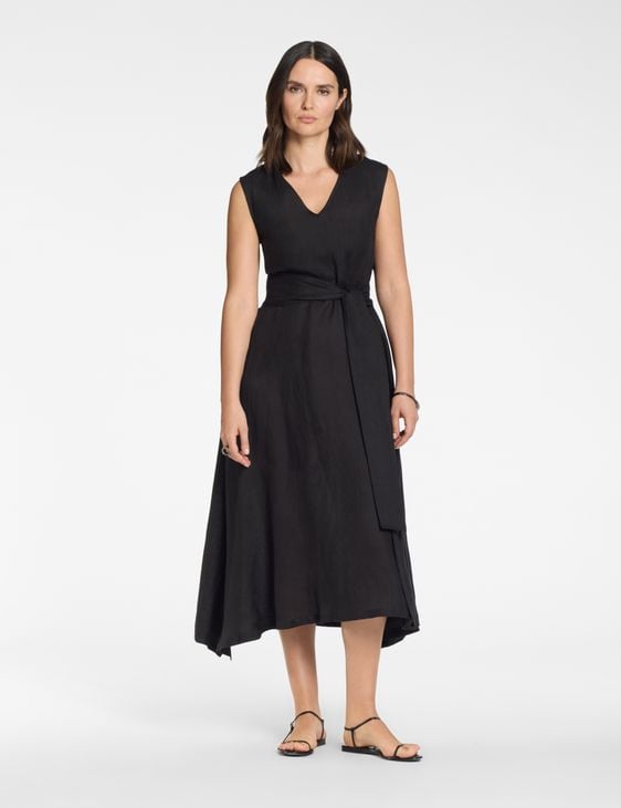 Sarah Pacini Linen long dress – removable belt