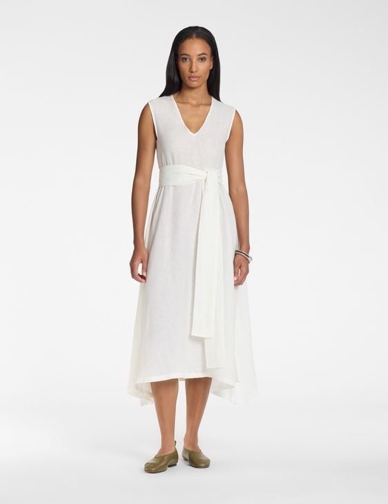 Sarah Pacini Linen long dress – removable belt