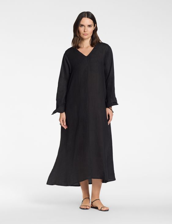 Sarah Pacini V-neck long dress – 100% linen