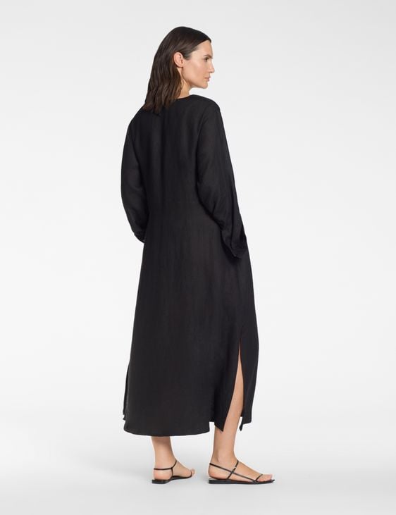 Sarah Pacini V-neck long dress – 100% linen