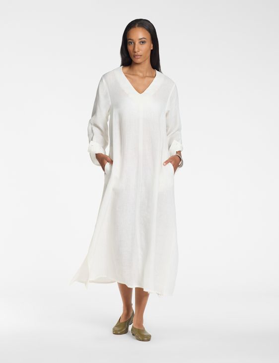 Sarah Pacini Robe longue col V – 100 % lin