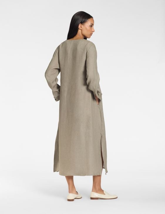 Sarah Pacini V-neck long dress – 100% linen
