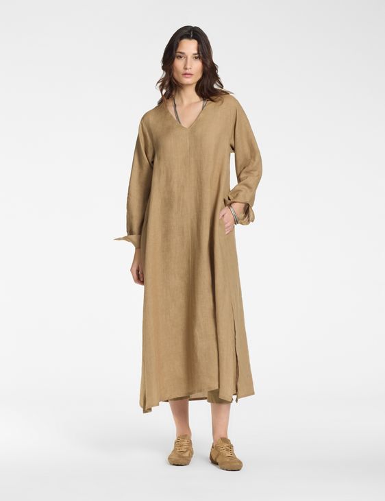 Sarah Pacini V-neck long dress – 100% linen