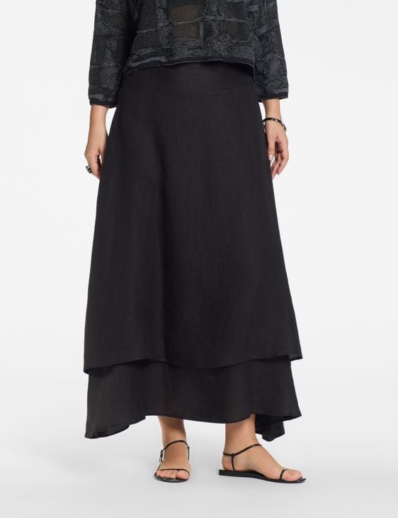 Sarah Pacini Langer ausgestellter Rock – 100 % Leinen