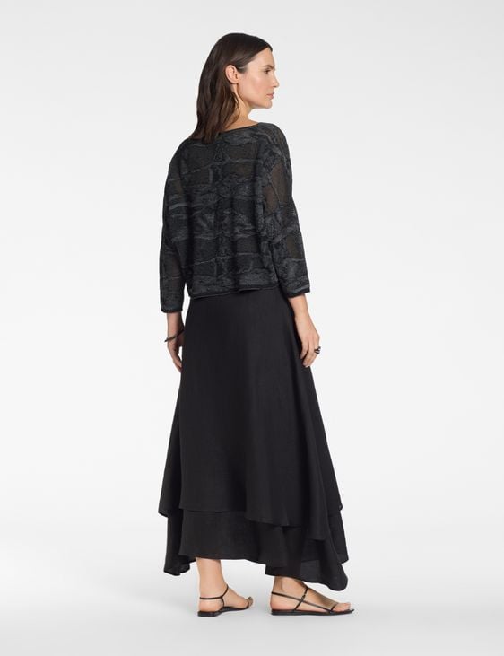 Sarah Pacini Langer ausgestellter Rock – 100 % Leinen