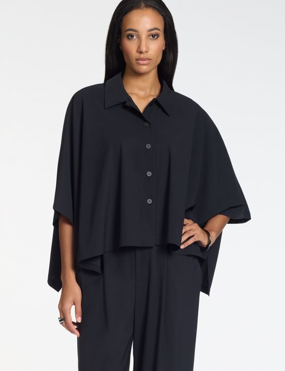 Sarah Pacini Poncho-Hemd – Techno-Stoff