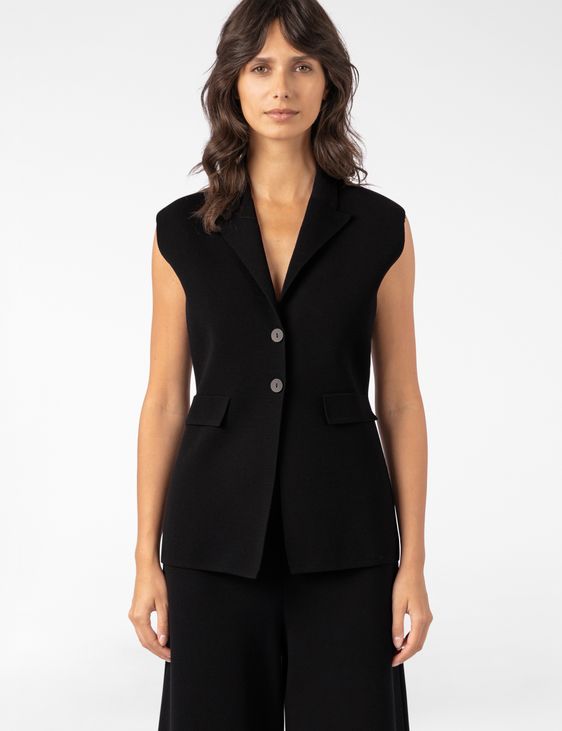 Sarah Pacini SLEEVELESS JACKET – STRUCTURED STRETCH VISCOSE