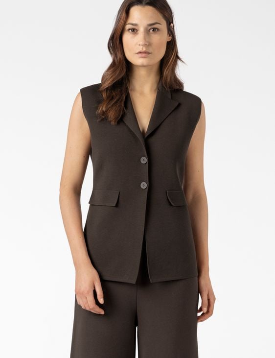 Sarah Pacini MOUWLOOS VEST – GESTRUCTUREERDE STRETCH VISCOSE