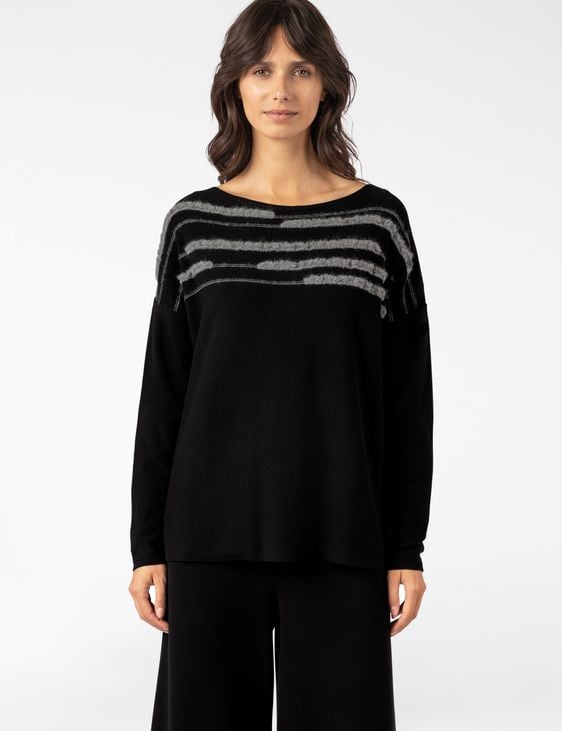 Sarah Pacini PULL - LIGNES CONTRASTÉES MOHAIR